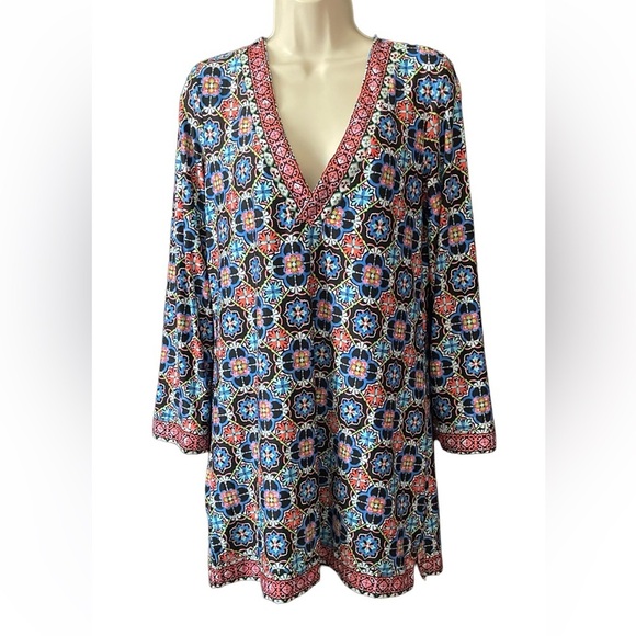 La Blanca Womens Tunic Swimsuit Cover-up Multicolor Stretch Size Small EUC - Picture 1 of 10